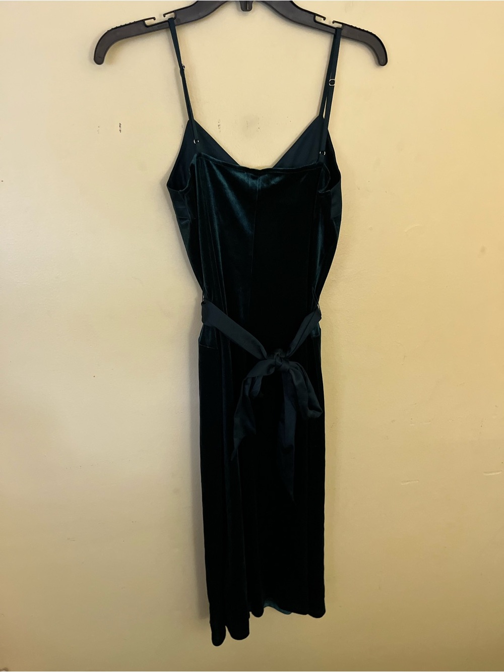 a new day Green Velour Slip Midi Dress with waist tie - size XS NWT